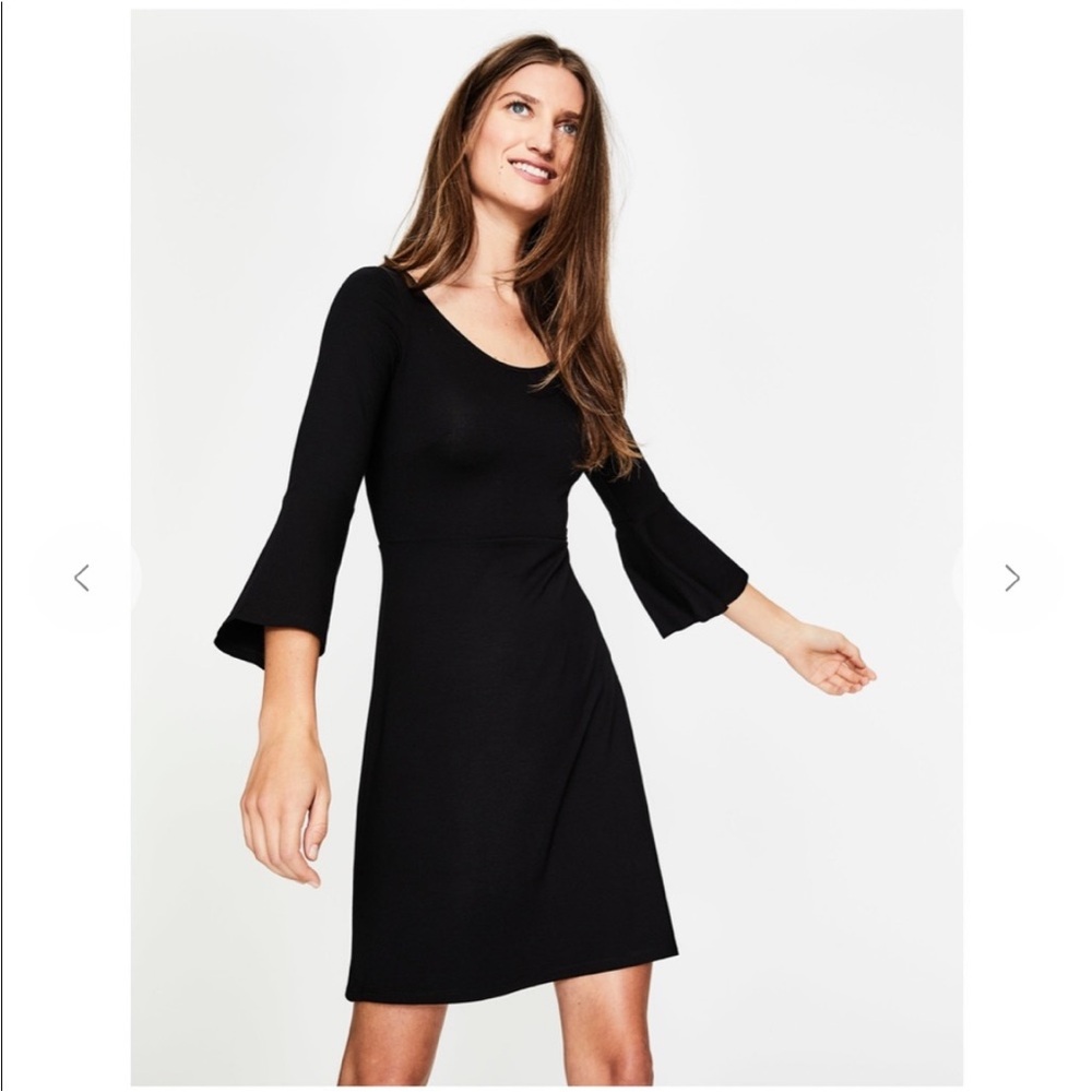 Boden Miriam Jersey Bell Sleeve Fit and Flare Scoop Neck Tunic Dress 6 in Black